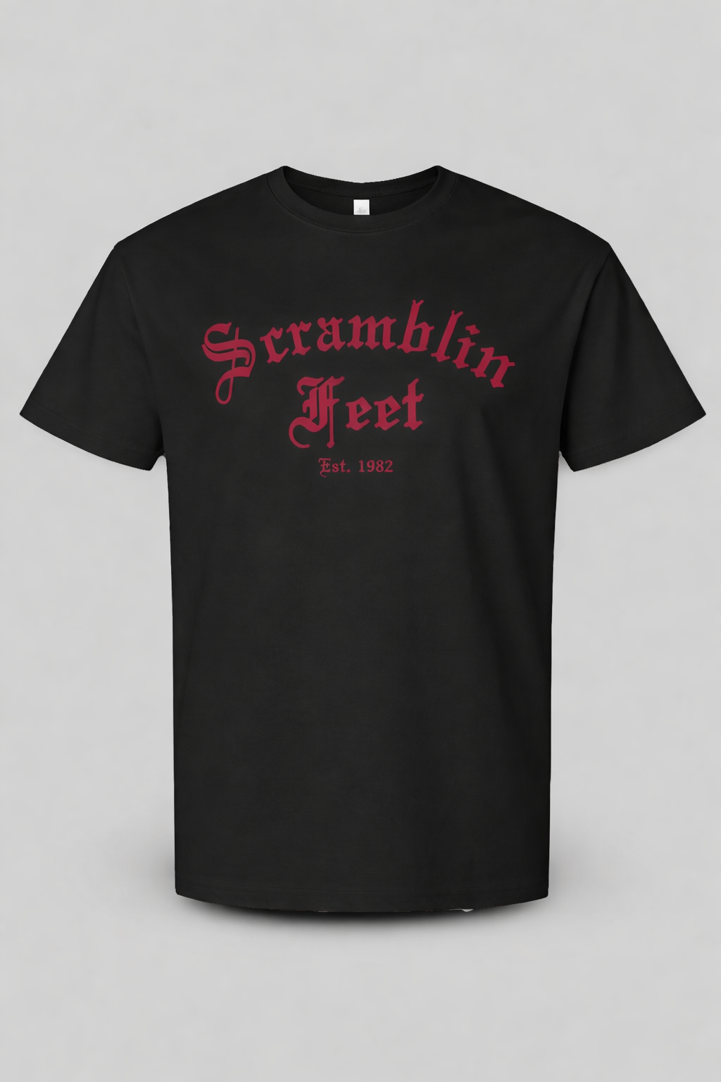 Scramblin Feet Old English Tee